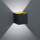 Applique cubica moderna nero con interno oro a doppia emissione LED 4,5W 3000K per interni eleganti