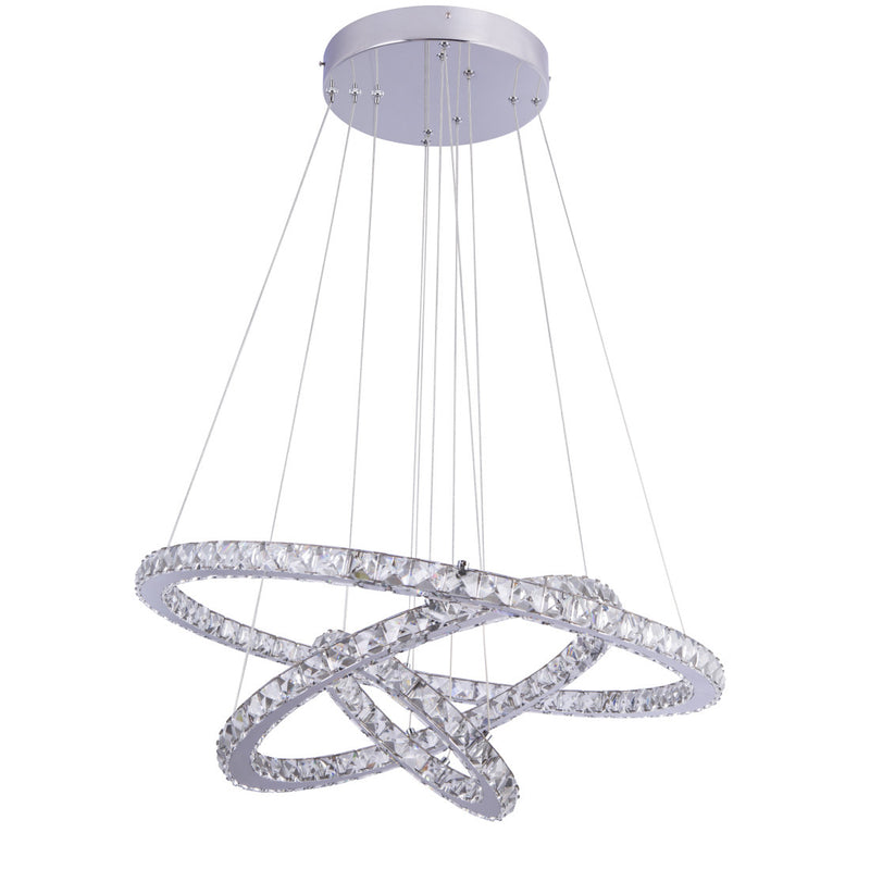 Marilyn I - Lampadario LED 76W, Ø 70cm, 3 anelli con cristalli K5, con telecomando, dimmerabile, 3 tonalità di bianco