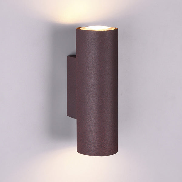 Marley - Applique tubolare in metallo corten ruggine, doppia illuminazione