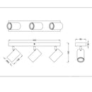 Marley - Lampada barra 3 luci orientabili base in legno e faretti in metallo bianco, da parete e soffitto