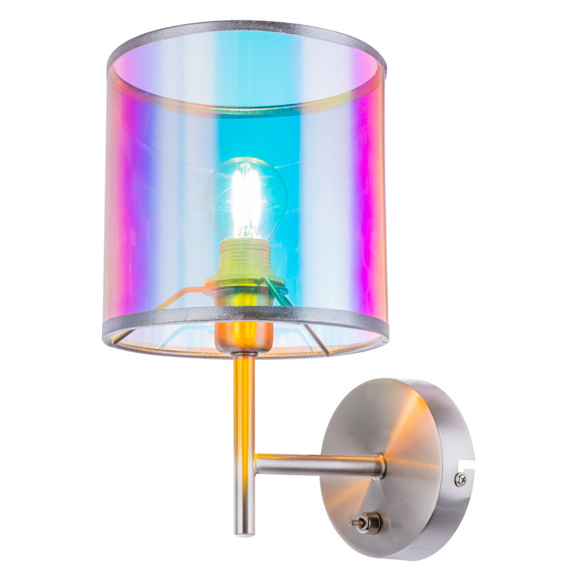 Melanie - Lampada da parete in metallo e paralume cilindro trasparente multicolore
