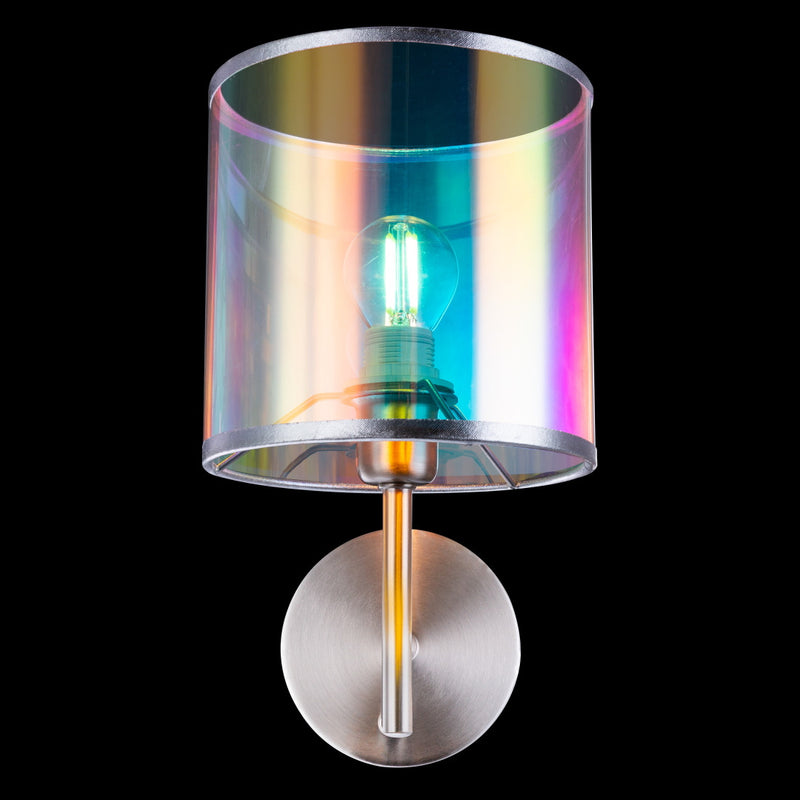 Melanie - Lampada da parete in metallo e paralume cilindro trasparente multicolore