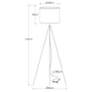 Melanie - Lampada da terra a treppiede con paralume a cilindro trasparente effetto multicolore