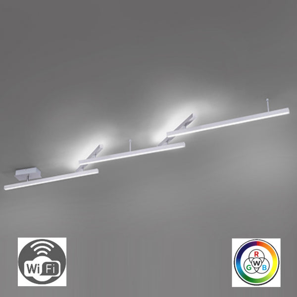 Melby 651210507 - Plafoniera LED 23W moderna, 3 aste regolabili, RGB, smart WIFI, con telecomando e retroilluminazione