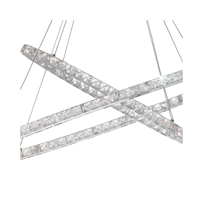Melody - Lampadario LED 44W, moderno con 2 anelli orientabili decorati con eleganti cristalli