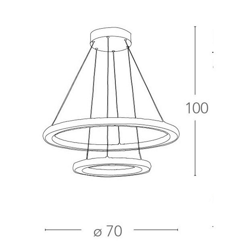 Melody - Lampadario LED 44W, moderno con 2 anelli orientabili decorati con eleganti cristalli