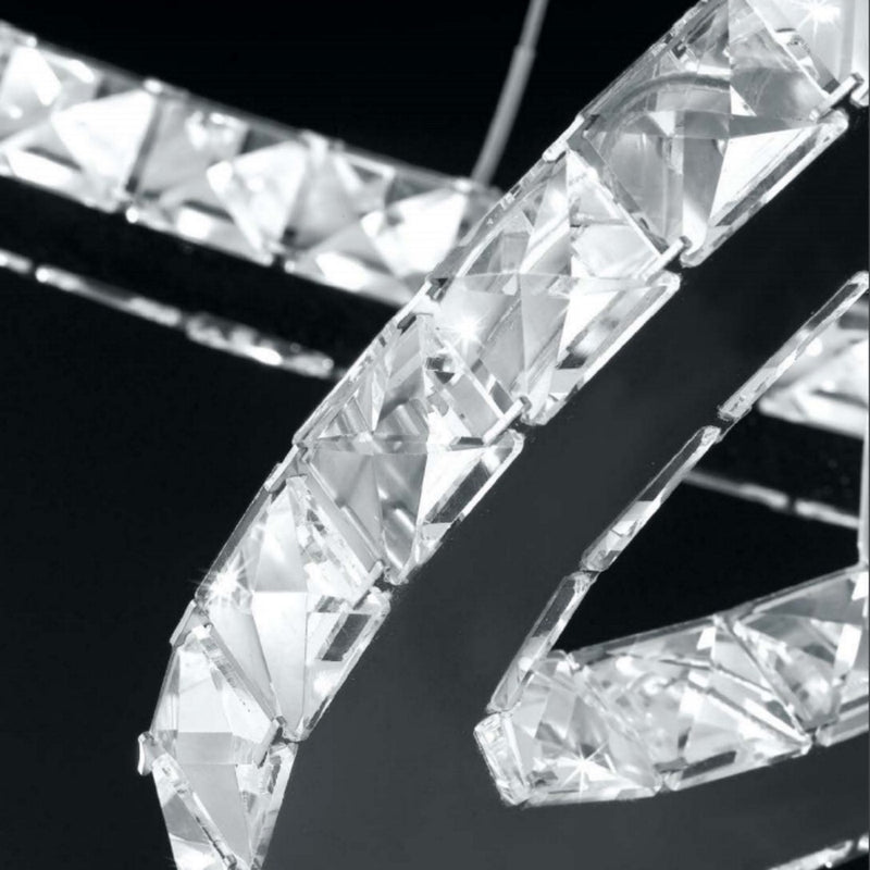 Melody - Lampadario LED 44W, moderno con 2 anelli orientabili decorati con eleganti cristalli