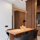 Molino - Lampadario LED 22W 3000K, in legno larghezza 94cm, con variatore di luce al tocco, Globo Lighting