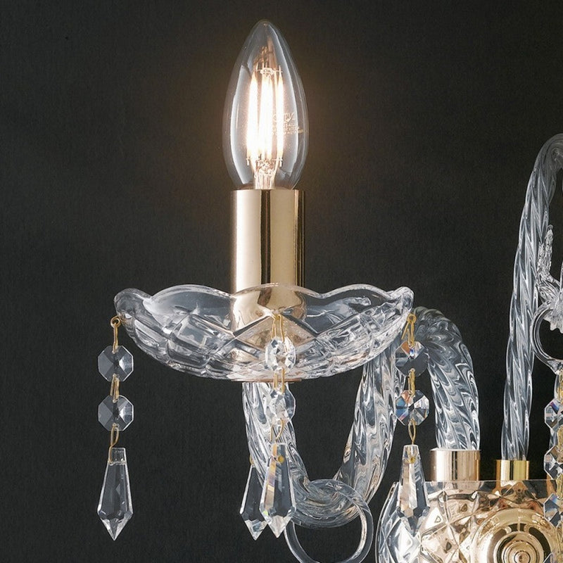 MonaLisa - Applique classica chic a 2 luci in vetro e cristallo con dettagli oro