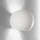 Moses applique sferica gesso bianco G9 con luce verso soffitto e pavimento