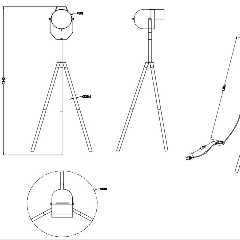 No.5 - Piantana treppiede stile industriale