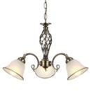 Odin - Lampadario classico elegante a 3 luci in ottone invecchiato