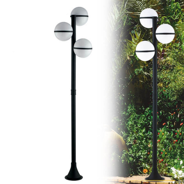 Orbit - Lampione da giardino moderno a 3 luci, altezza 190cm
