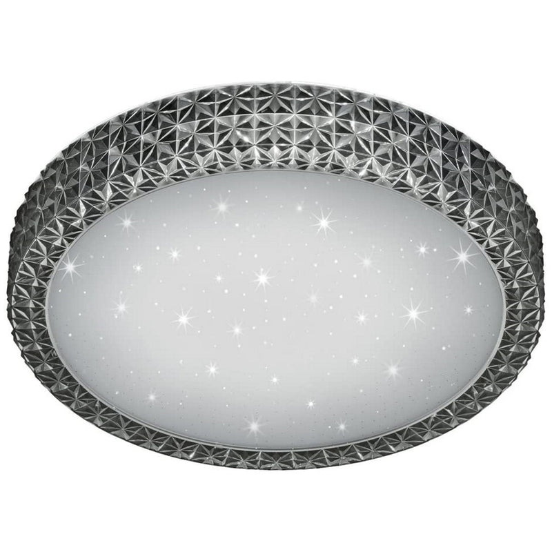 Plafoniera LED 21W moderna Pegasus, in plastica trasparente fumè, effetto cristalli, Ø 40cm, 3 intensità di luce