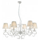 Lampadario classico 6 luci con paralumi decorati e cristalli K9 acceso