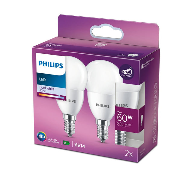 Philips - Pack 2 lampadine E14 LED 60W 4000K