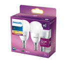Confezione 2 lampadine LED Philips E14 sfera 7W luce calda 2700K