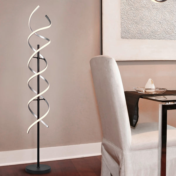 Piantana Sequence LED 32W nero alluminio spazzolato