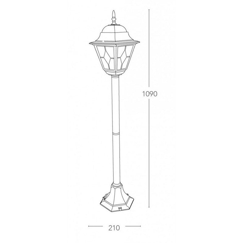 Pisa - Lampioncino da esterno in alluminio nero effetto antichizzato, altezza 109cm, IP44