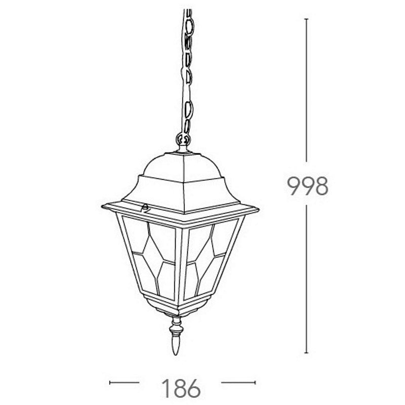Pisa - Lampadario a sospensione, lanterna da esterno, nero finitura antichizzata argento, IP44, 1xE27