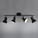 plafoniera industriale nera con 4 faretti orientabili in metallo