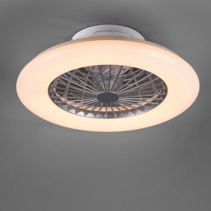 lampada da soffitto bianca con dettagli titanio, effetto stelle e ventilazione a 3 velocità