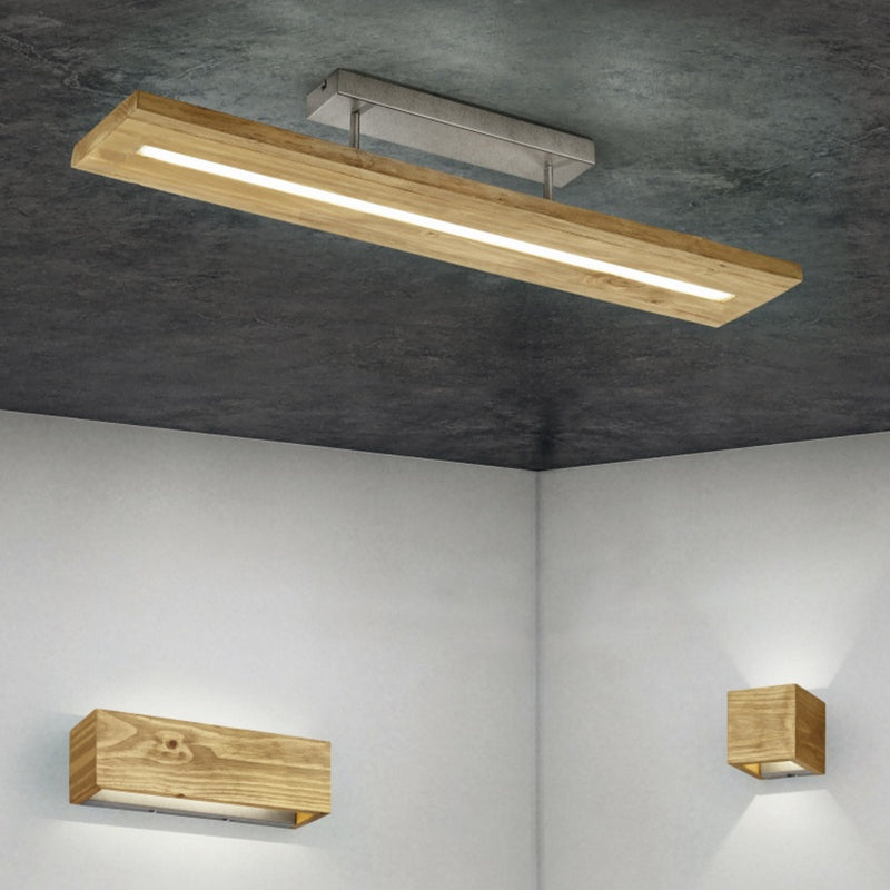 Plafoniera rettangolare 100 cm stile rustico moderno con LED dimmerabile SwitchDimmer