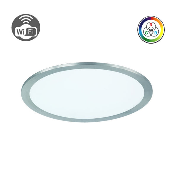 Plafoniera smart LED Griffin RGB e CCT con bordo acciaio