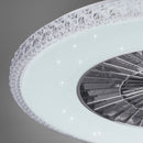 lampada da soffitto con effetto stelle, luce regolabile e ventola cromata controllata da telecomando