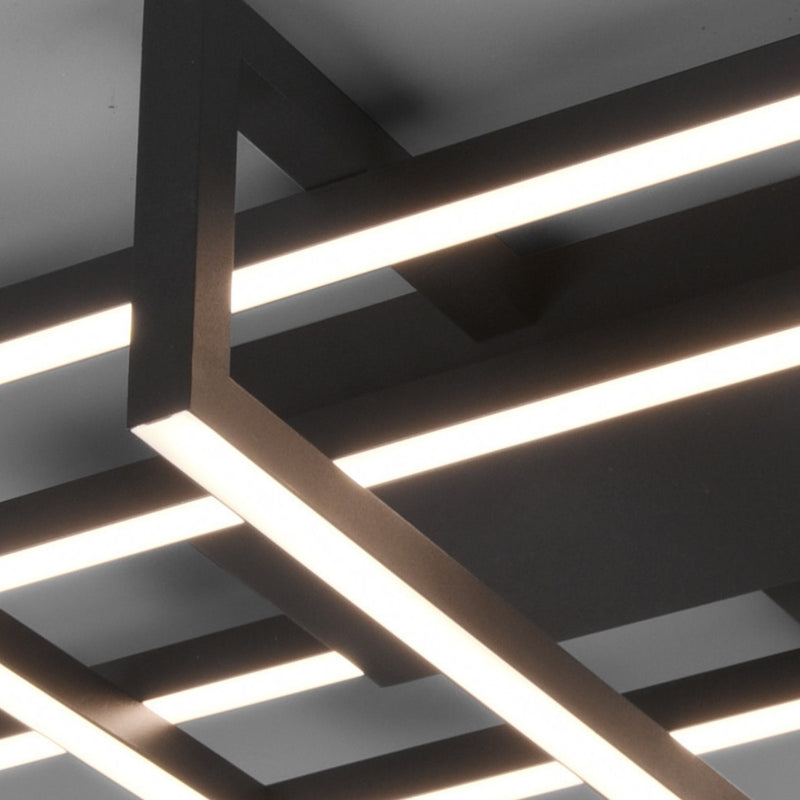 Plafoniera moderna LED nera 100x40x11 cm luce calda