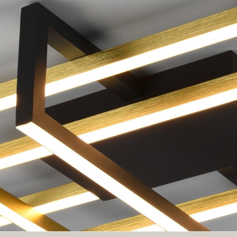 Plafoniera moderna LED nero e oro 100x40x11 cm
