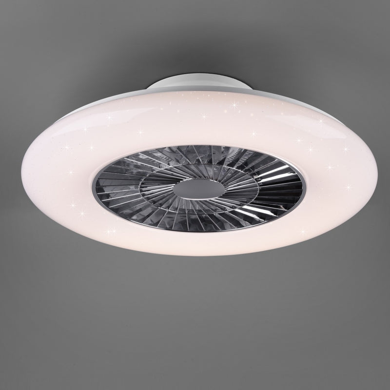 plafoniera multifunzione 38W con LED integrato, timer, memoria e design bianco cromato elegante