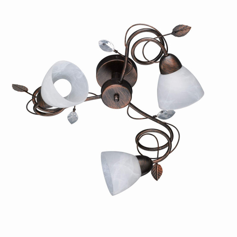 Plafoniera Traditio a 3 luci in metallo ruggine corten
