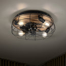 Plafoniera Trondheim Ø48 cm nera con fondo legno