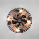 Ventilatore da soffitto compatto stile industriale legno e nero
