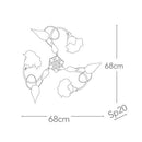 Plafoniera 3 luci stile fiorentino arte povera, vetro ambra, fan europe