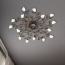 Reposa 622811528 - Plafoniera LED 15W rustica floreale, 15 luci diametro 80cm