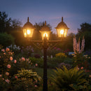 lampione da giardino classico a 3 lanterne quadrate in alluminio nero altezza 190 cm