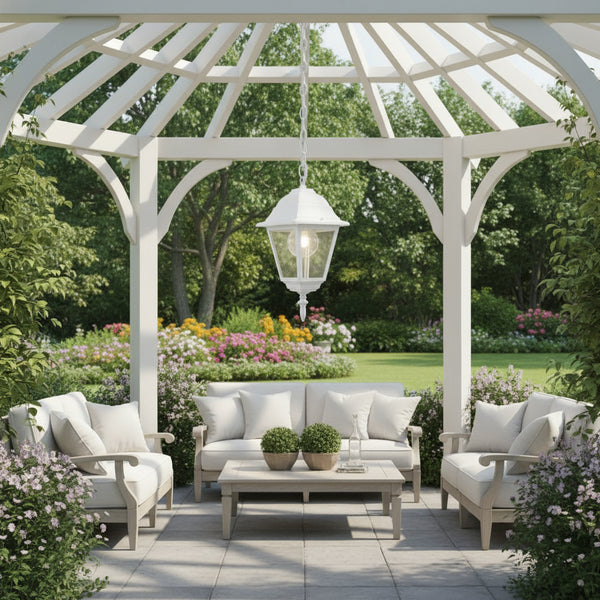 sospensione a lanterna bianca per terrazzi balconi e gazebo