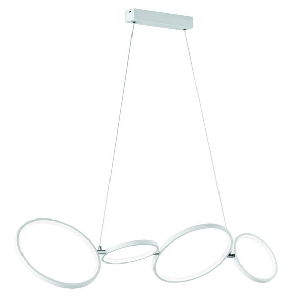 Lampadario Rondo elegante sospensione bianca con LED 37W 4600 lumen luce calda dimmerabile