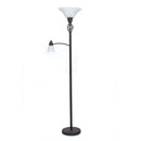 Lampada da terra rustica serie Country con vetri sabbiati decorati e braccio lettura H180 cm