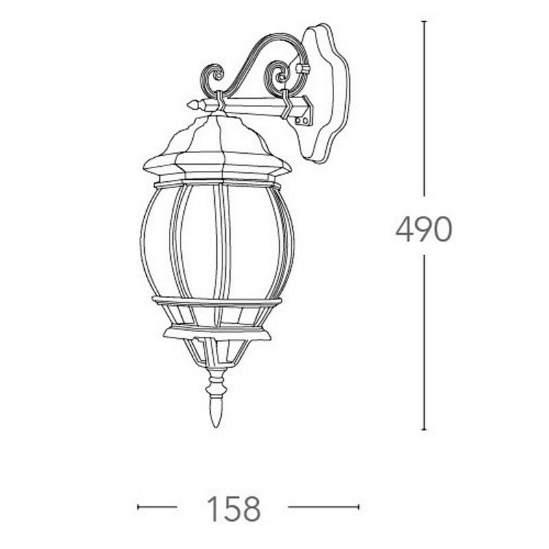 Santiago - Lampada a lanterna nera classica discendente, IP44 da esterno, finitura antichizzata verde