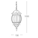 Lampada a Sospensione per Esterni con Lanterna Classica e vetri curvi

