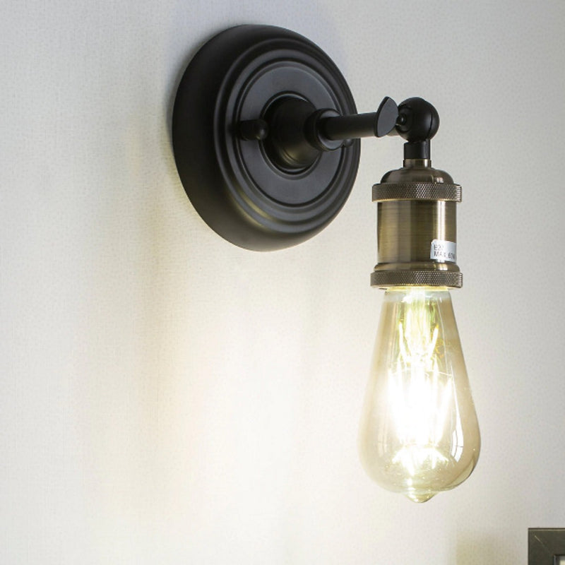 Snodo - lampada da parete, applique stile vintage, nero ed oro antico
