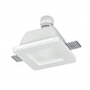 faretto quadrato da incasso in gesso verniciabile con vetro sabbiato antiabbagliamento