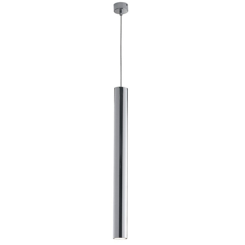 lampadario fluke a sospensione tubolare 60 cm in metallo cromo lucido
