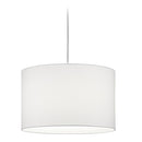 Sospensione cilindrica Hotel in tessuto bianco diametro 40 cm per sistema a binario bifase DUOline 230V, altezza regolabile e attacco E27