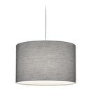 Sospensione cilindrica Hotel in tessuto grigio diametro 40 cm per sistema a binario bifase DUOline 230V, altezza regolabile e attacco E27