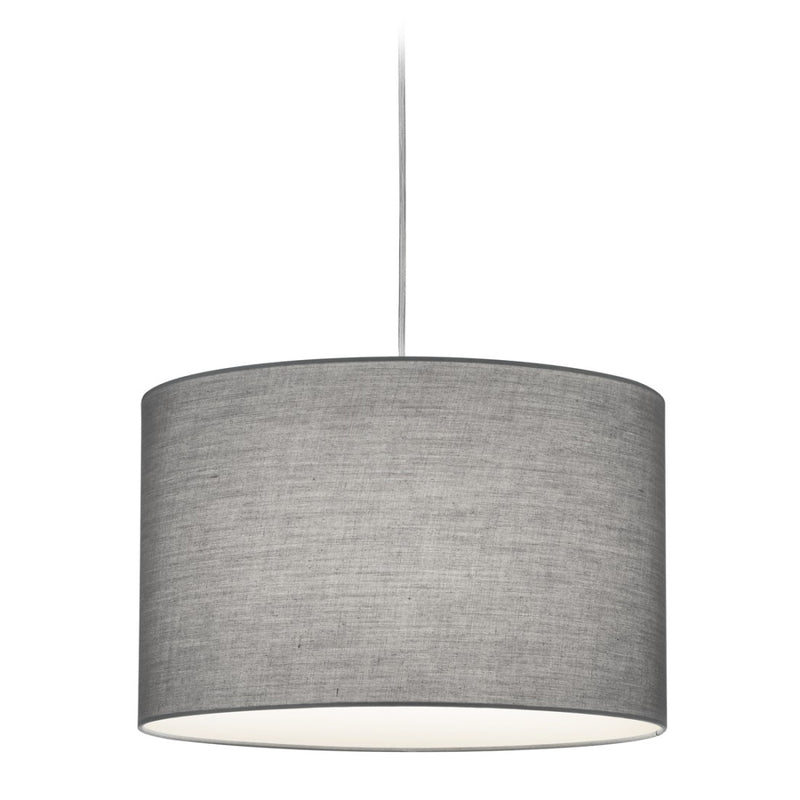 Sospensione cilindrica Hotel in tessuto grigio diametro 40 cm per sistema a binario bifase DUOline 230V, altezza regolabile e attacco E27