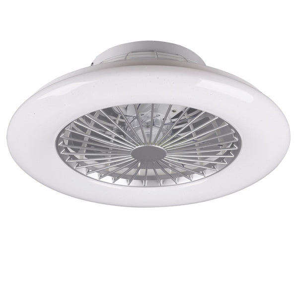 plafoniera LED con ventilatore integrato e luce CCT regolabile per ambienti moderni
